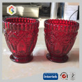 Ruby Red Diamond Glass Tealight Candle Holder Jar